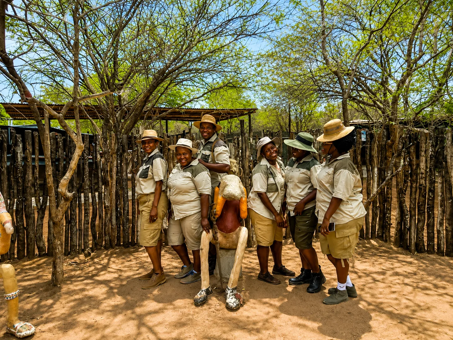 Group taking part in a team-building experience at Stone Creek Farm